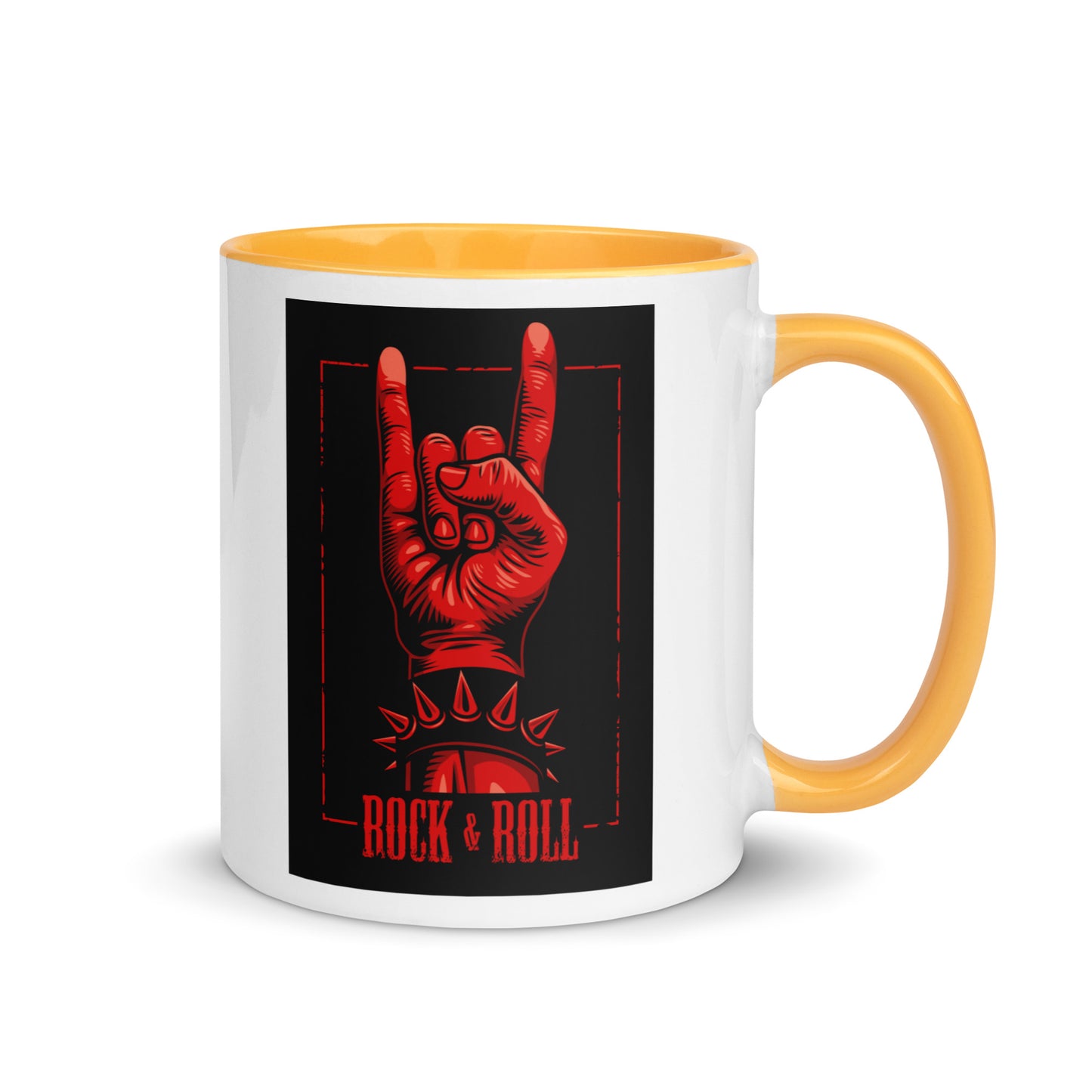 Rock and Roll Red Hand Gesture with Spike Bracelet Color Mug
