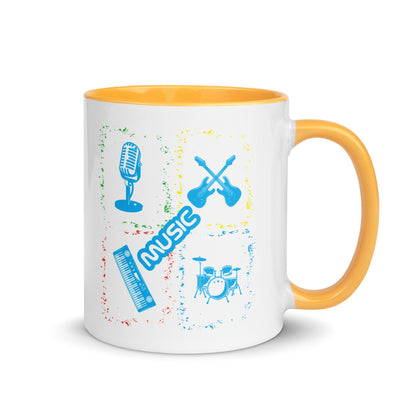 Musical Instruments Colorful Microphone Keyboard Drums Guitar Color Mug