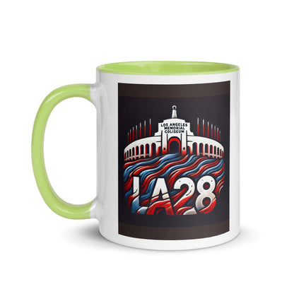 Patriotic LA28 Logo with Los Angeles Memorial Coliseum Outline Color Mug