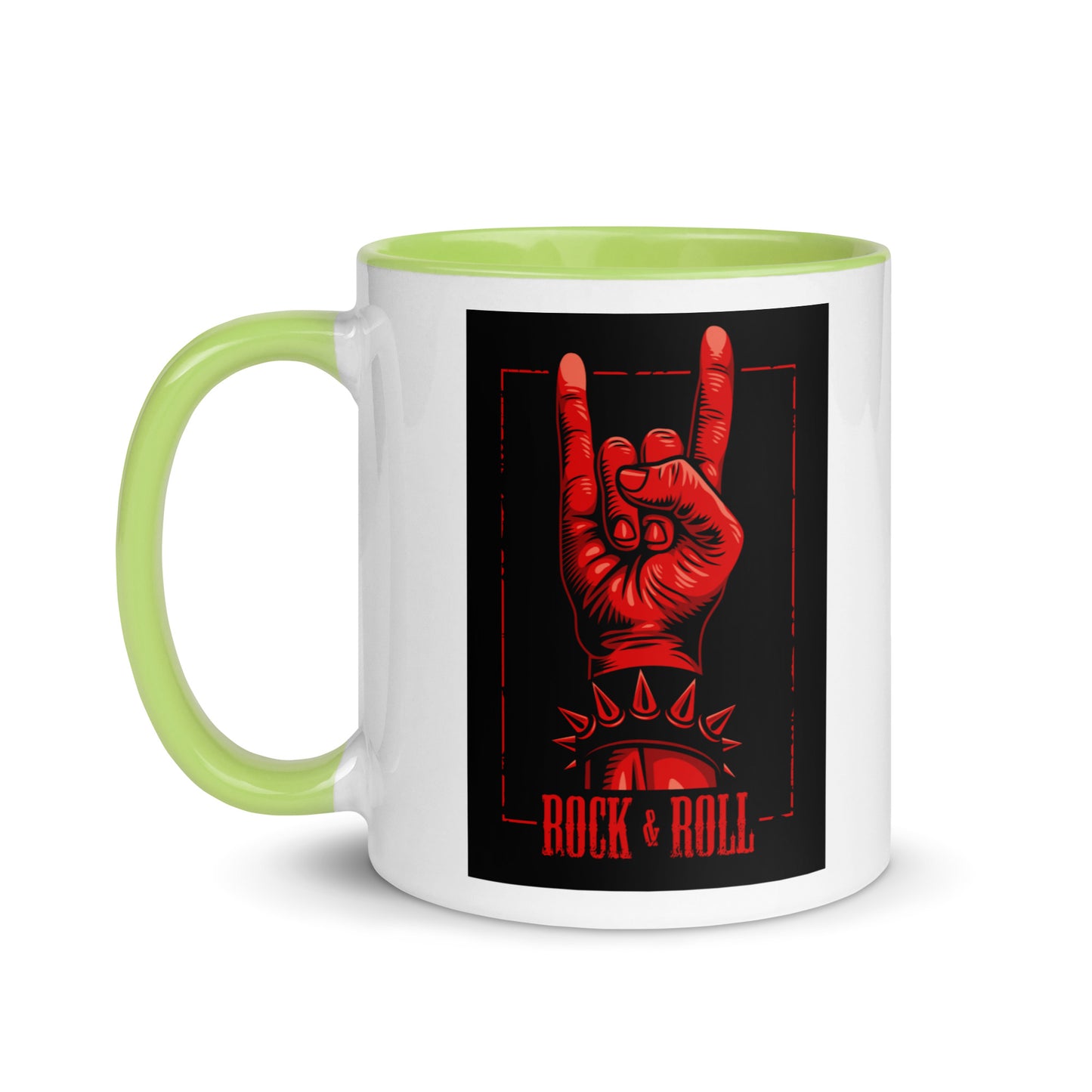 Rock and Roll Red Hand Gesture with Spike Bracelet Color Mug