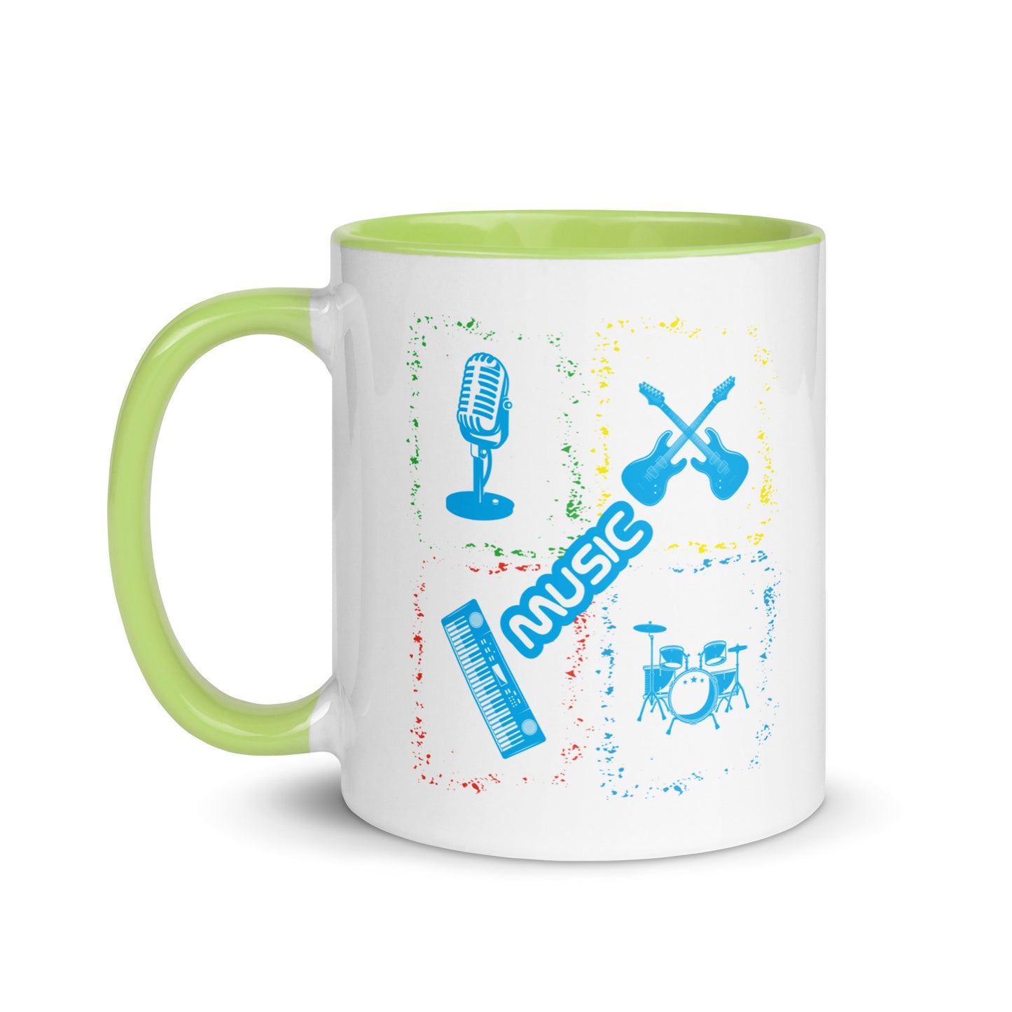 Musical Instruments Colorful Microphone Keyboard Drums Guitar Color Mug