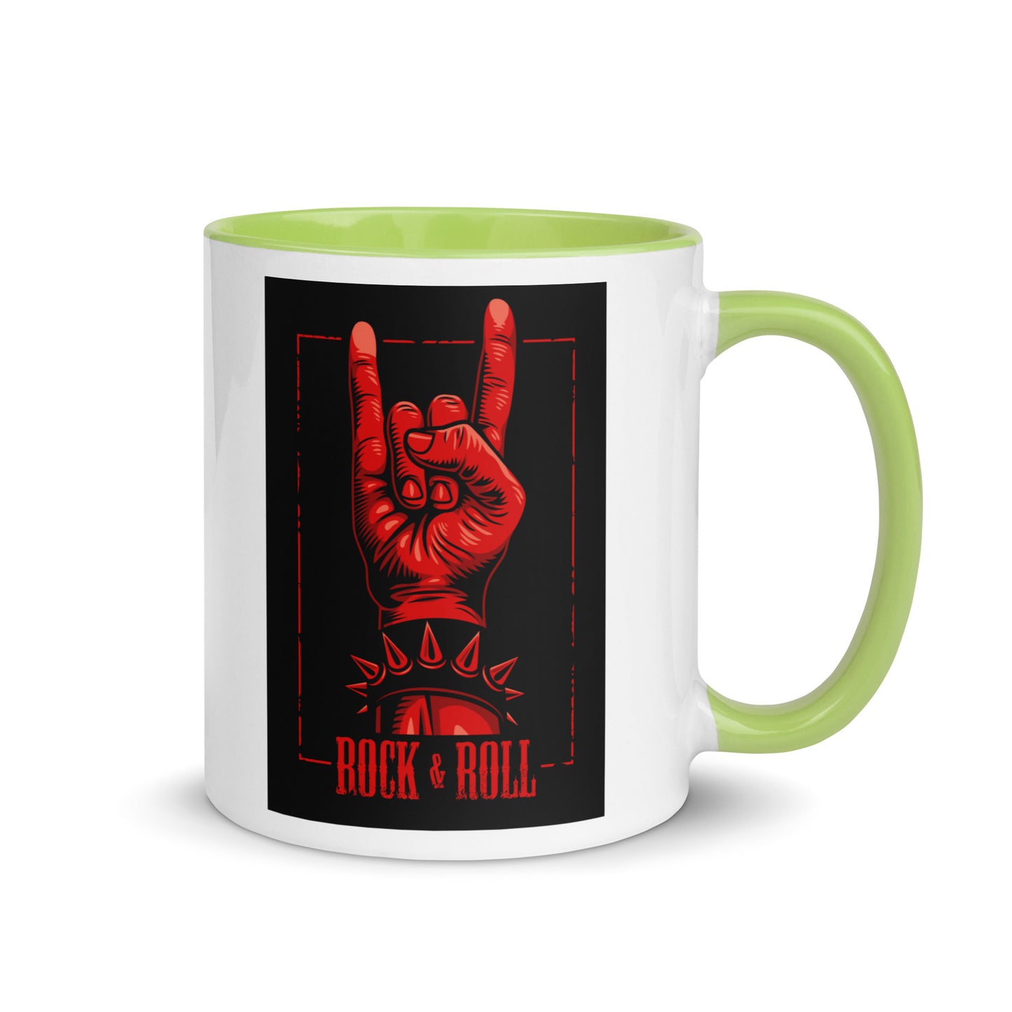 Rock and Roll Red Hand Gesture with Spike Bracelet Color Mug