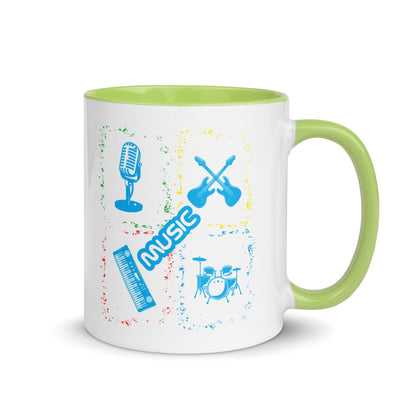Musical Instruments Colorful Microphone Keyboard Drums Guitar Color Mug