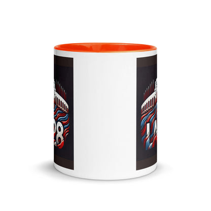 Patriotic LA28 Logo with Los Angeles Memorial Coliseum Outline Color Mug