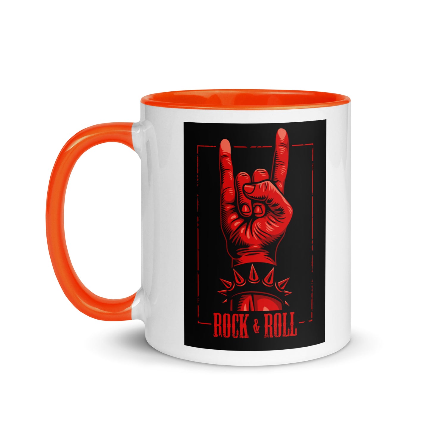 Rock and Roll Red Hand Gesture with Spike Bracelet Color Mug