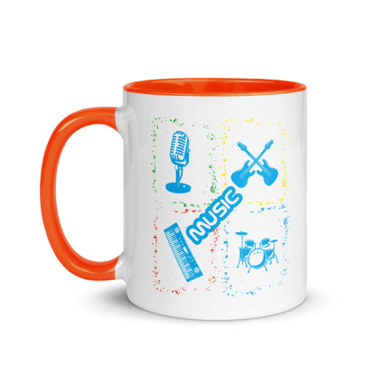 Musical Instruments Colorful Microphone Keyboard Drums Guitar Color Mug