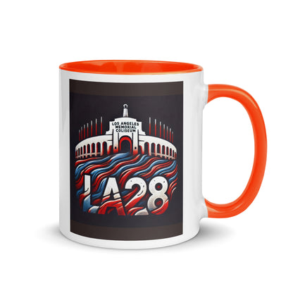 Patriotic LA28 Logo with Los Angeles Memorial Coliseum Outline Color Mug