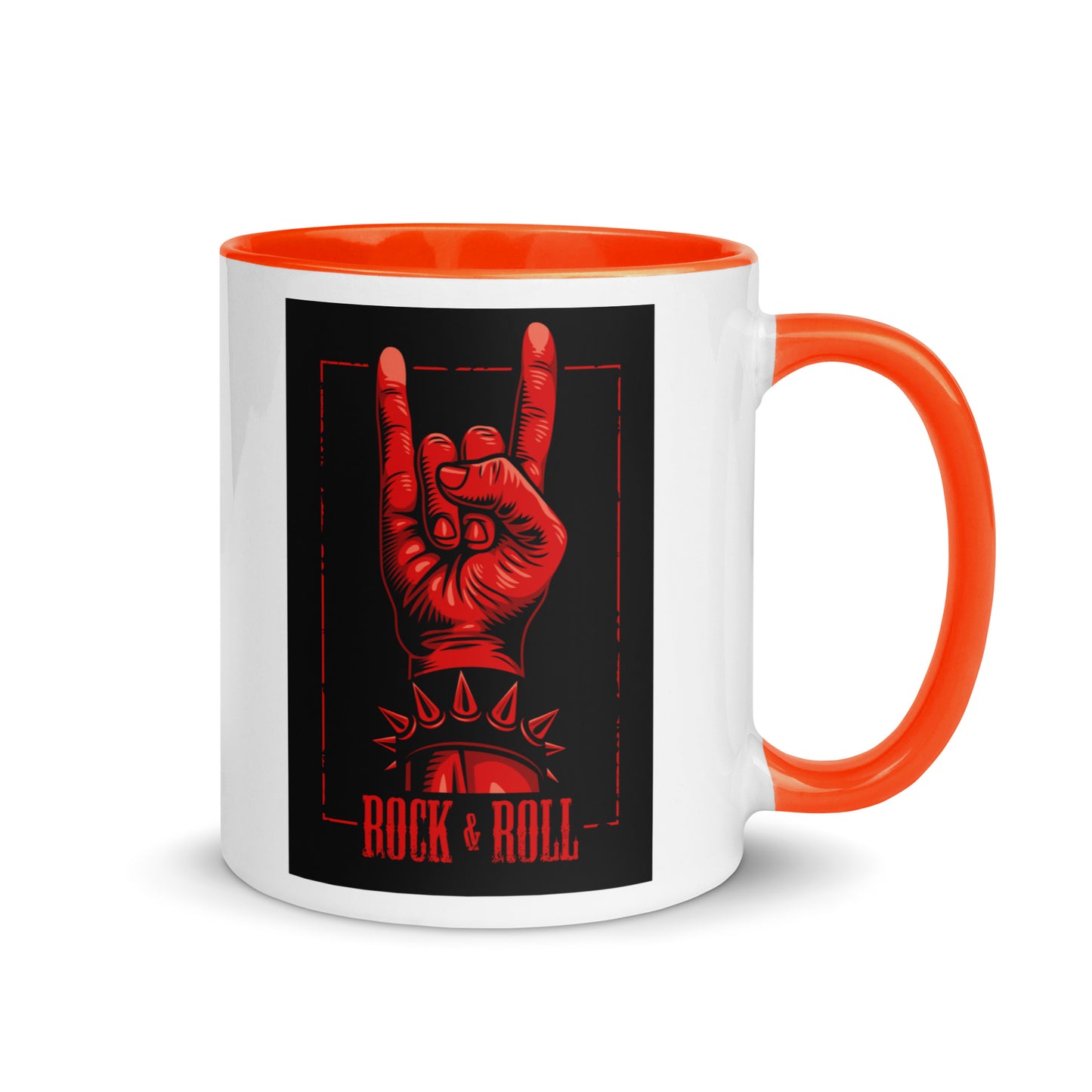 Rock and Roll Red Hand Gesture with Spike Bracelet Color Mug