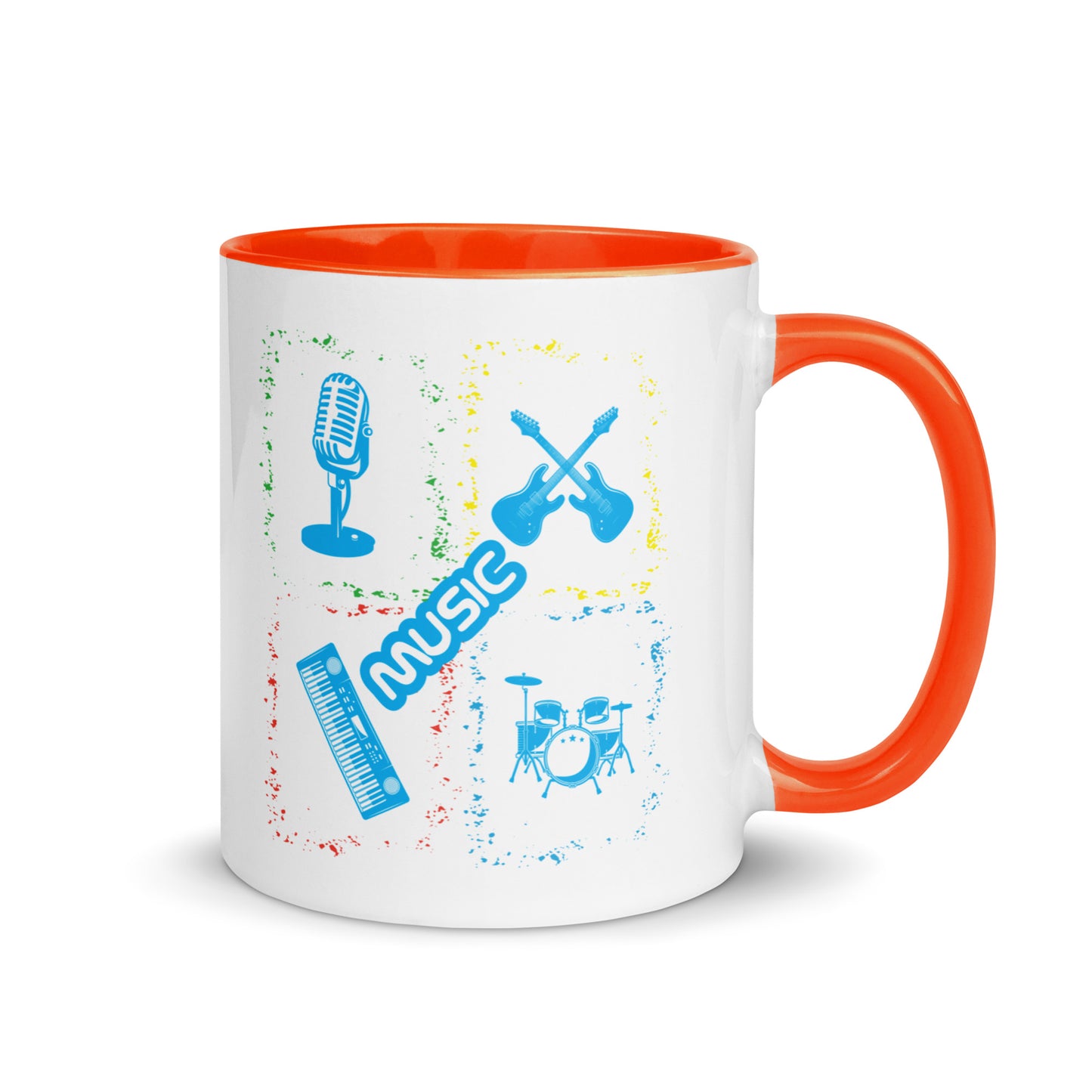 Musical Instruments Colorful Microphone Keyboard Drums Guitar Color Mug