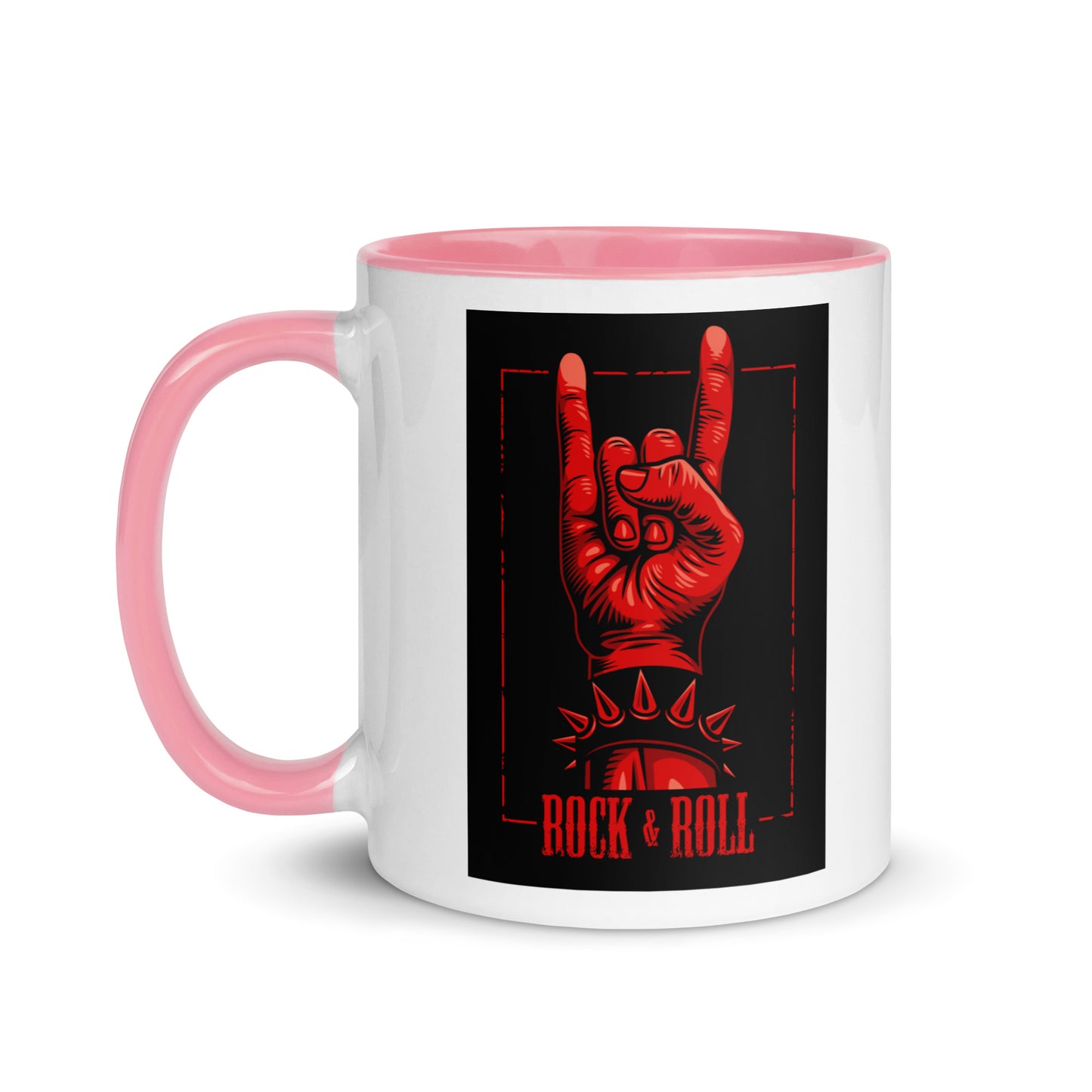 Rock and Roll Red Hand Gesture with Spike Bracelet Color Mug