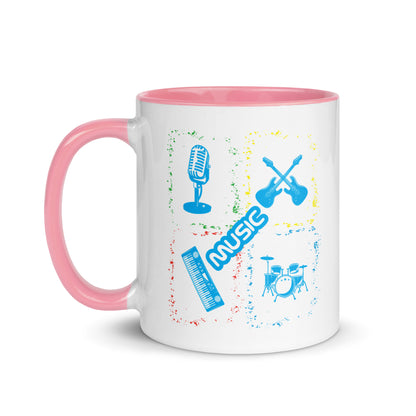 Musical Instruments Colorful Microphone Keyboard Drums Guitar Color Mug