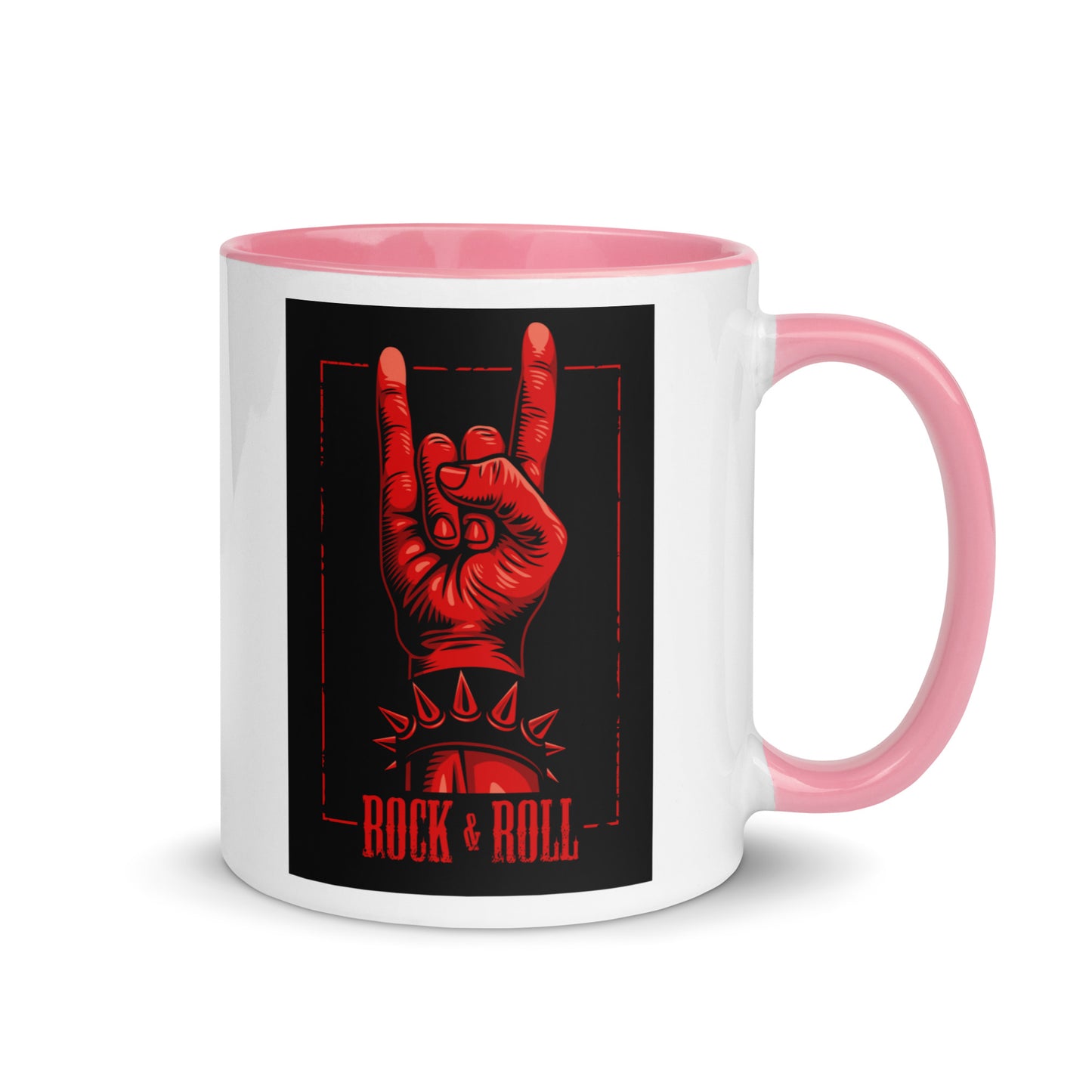 Rock and Roll Red Hand Gesture with Spike Bracelet Color Mug