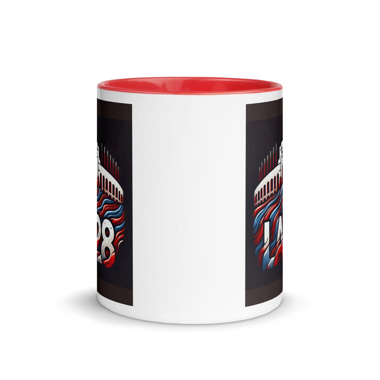 Patriotic LA28 Logo with Los Angeles Memorial Coliseum Outline Color Mug