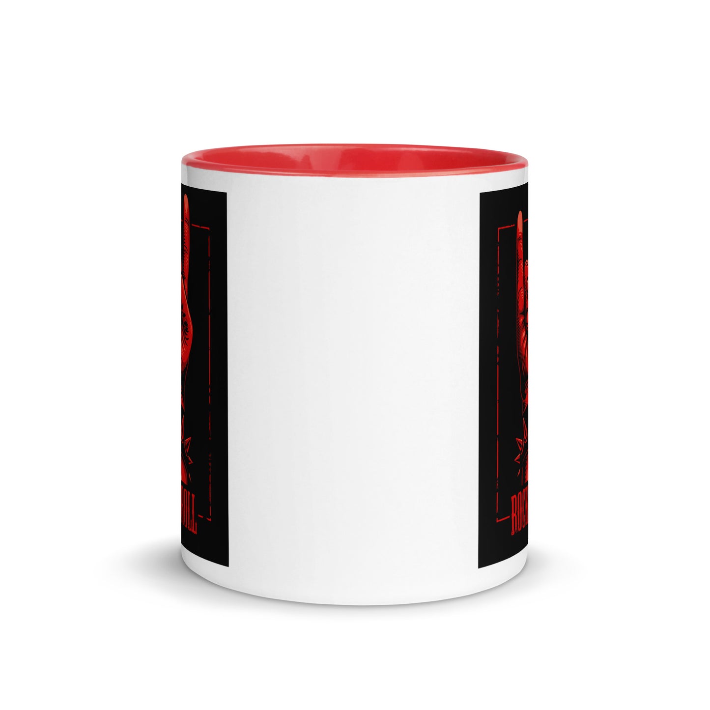 Rock and Roll Red Hand Gesture with Spike Bracelet Color Mug