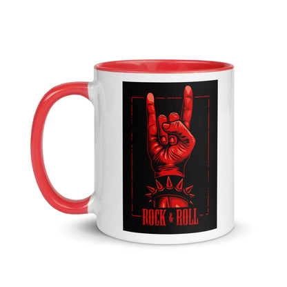 Rock and Roll Red Hand Gesture with Spike Bracelet Color Mug