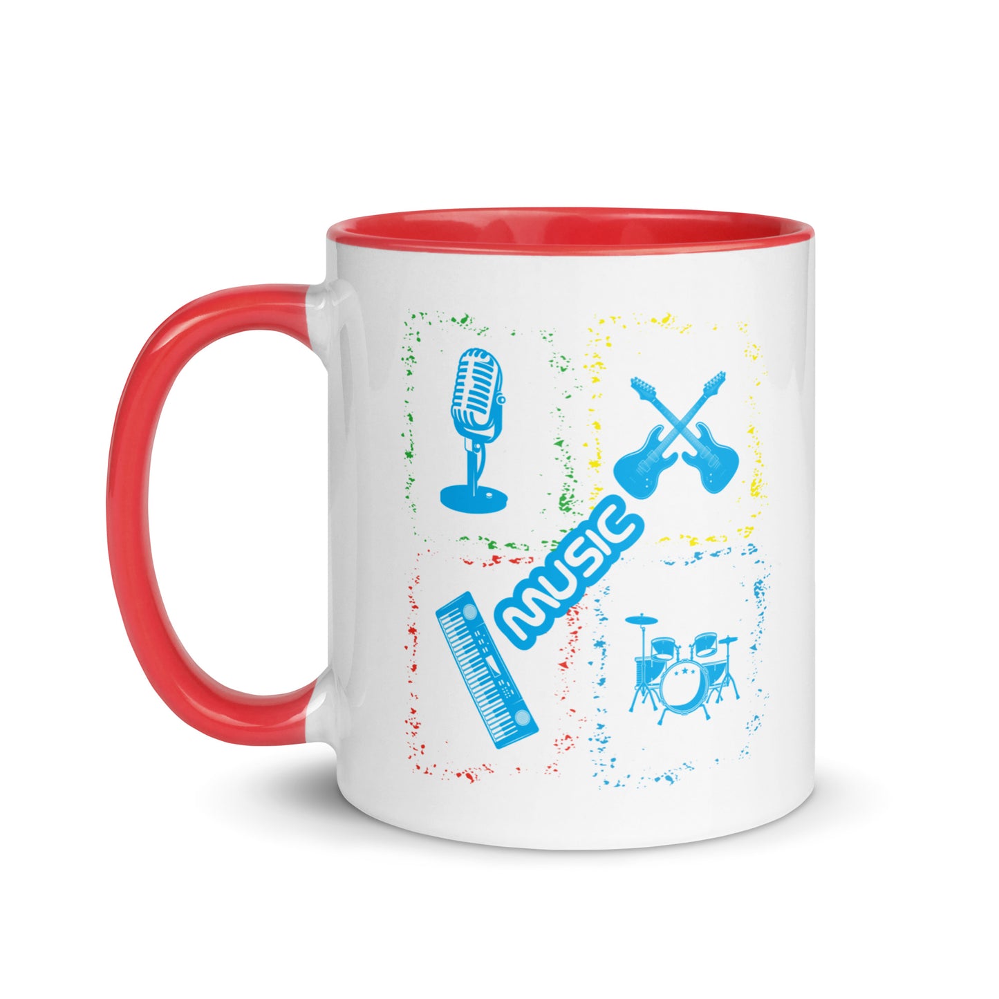 Musical Instruments Colorful Microphone Keyboard Drums Guitar Color Mug