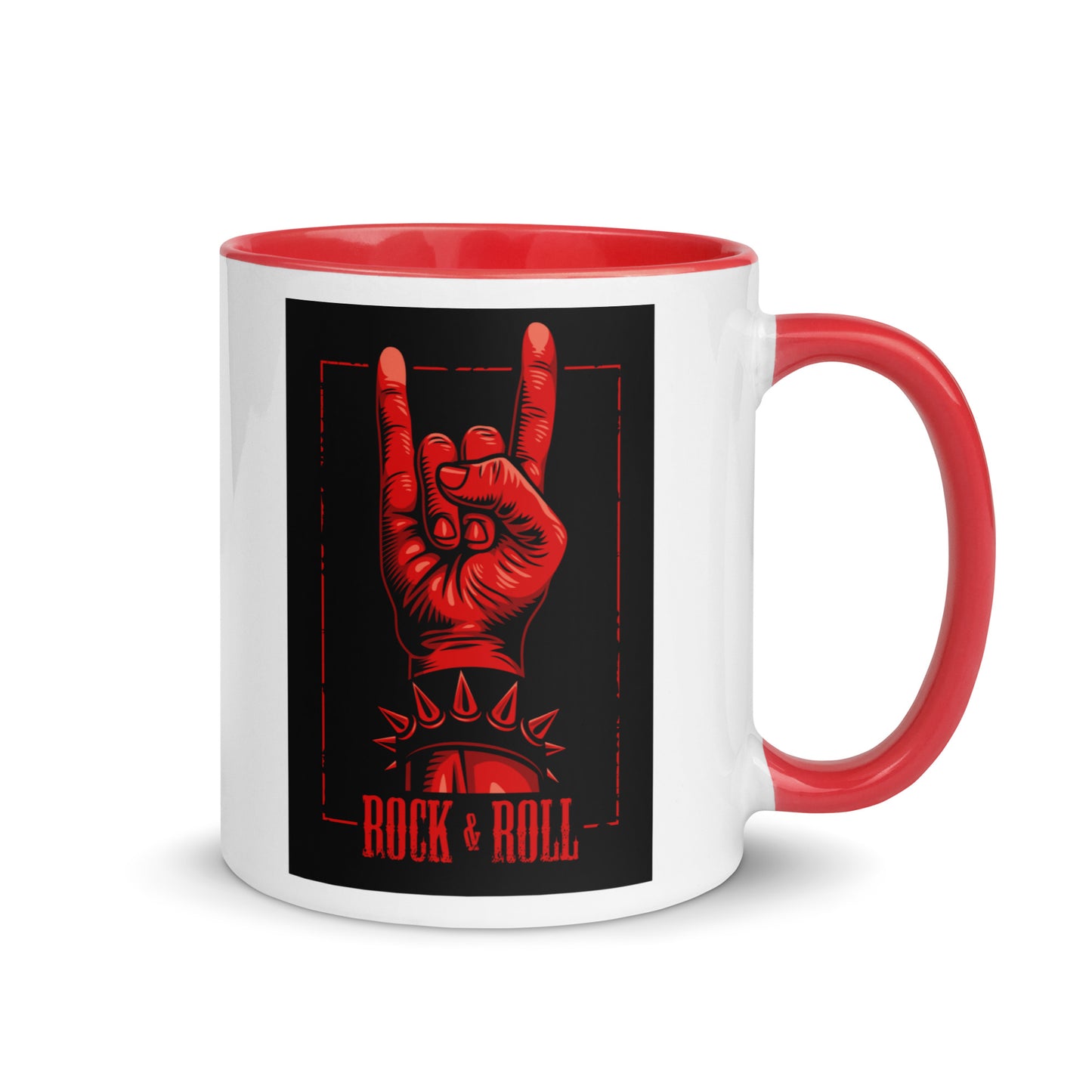 Rock and Roll Red Hand Gesture with Spike Bracelet Color Mug