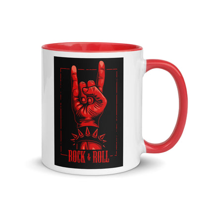 Rock and Roll Red Hand Gesture with Spike Bracelet Color Mug
