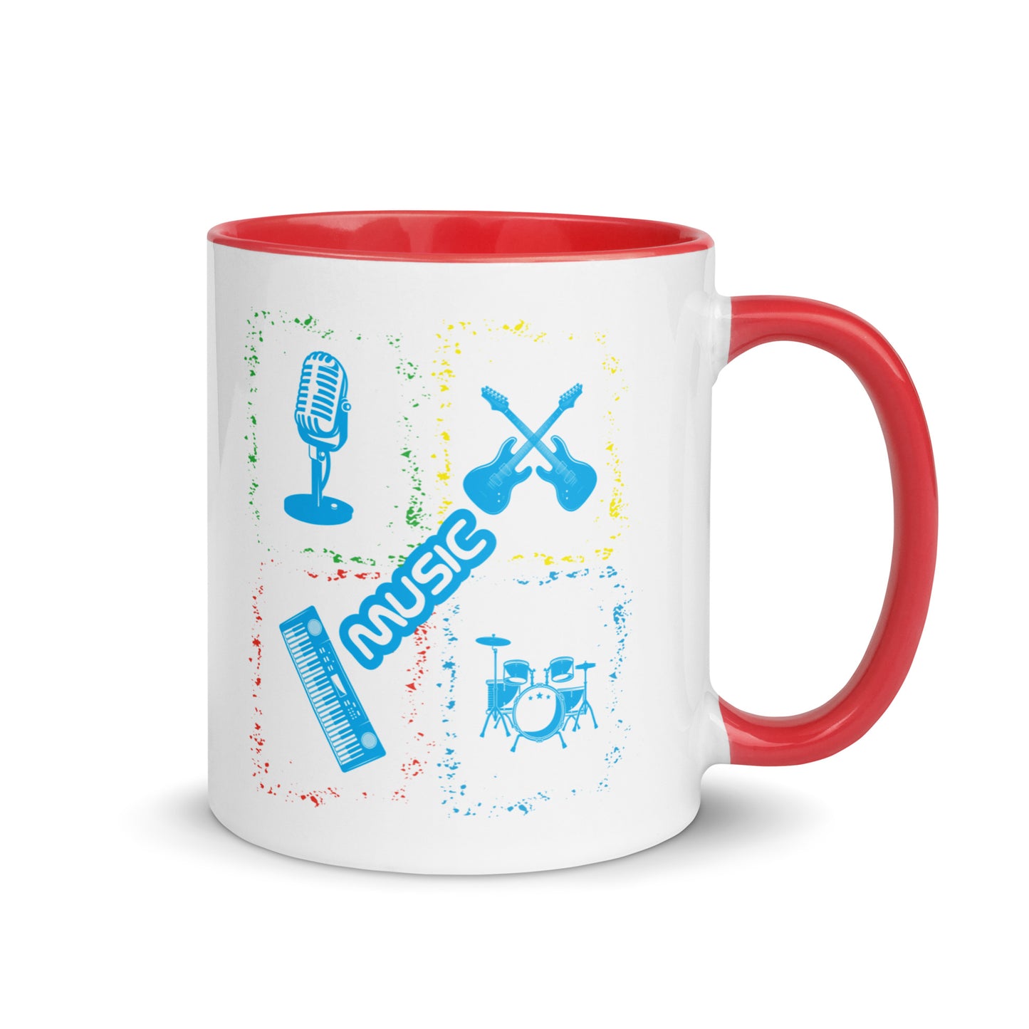 Musical Instruments Colorful Microphone Keyboard Drums Guitar Color Mug