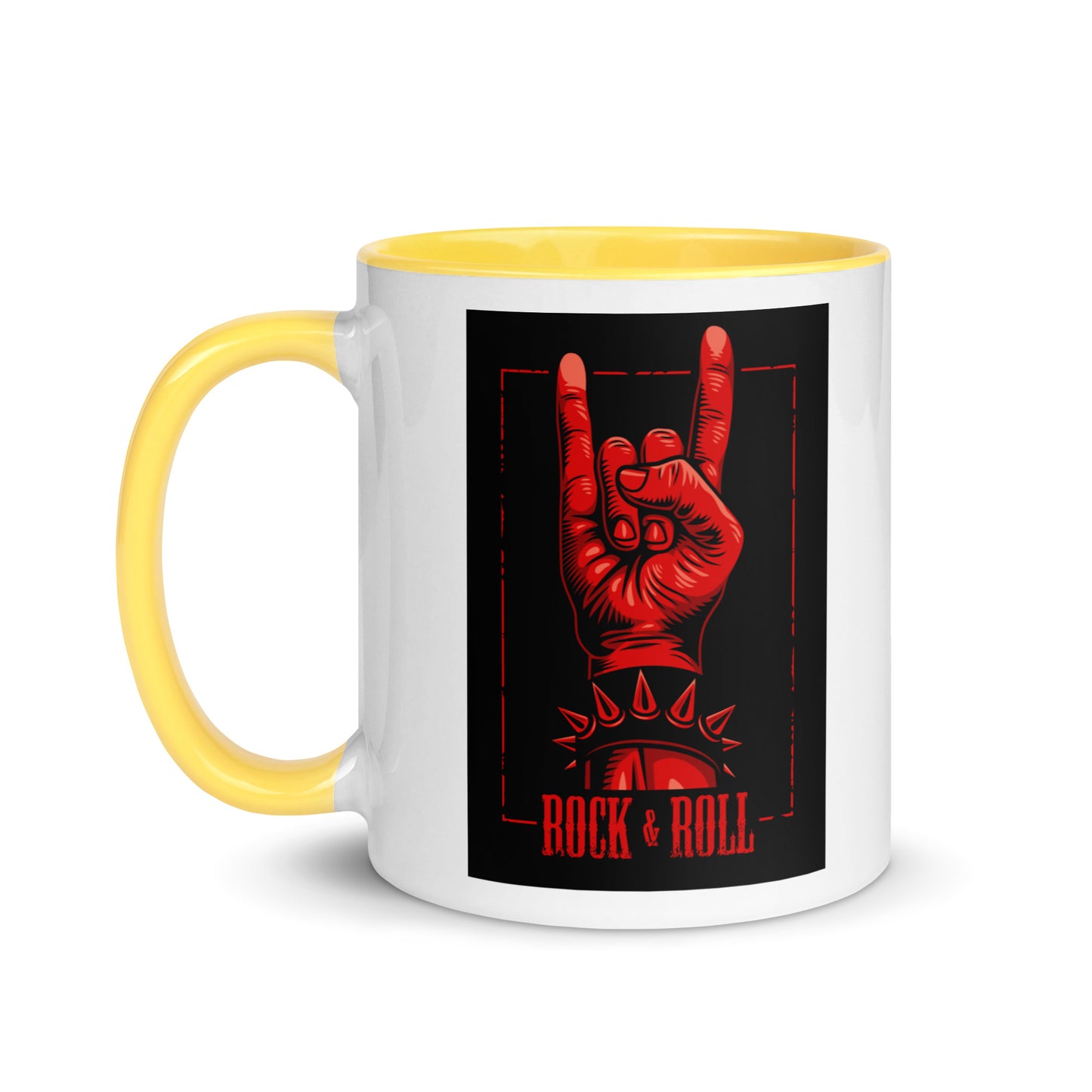 Rock and Roll Red Hand Gesture with Spike Bracelet Color Mug