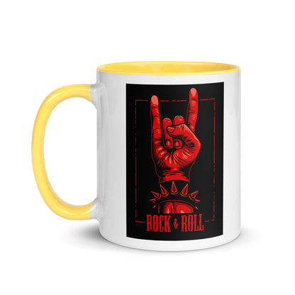Rock and Roll Red Hand Gesture with Spike Bracelet Color Mug