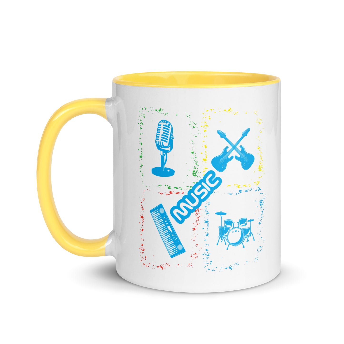 Musical Instruments Colorful Microphone Keyboard Drums Guitar Color Mug