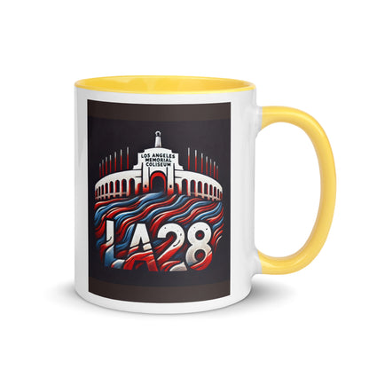 Patriotic LA28 Logo with Los Angeles Memorial Coliseum Outline Color Mug