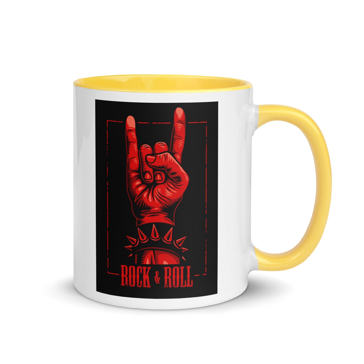 Rock and Roll Red Hand Gesture with Spike Bracelet Color Mug
