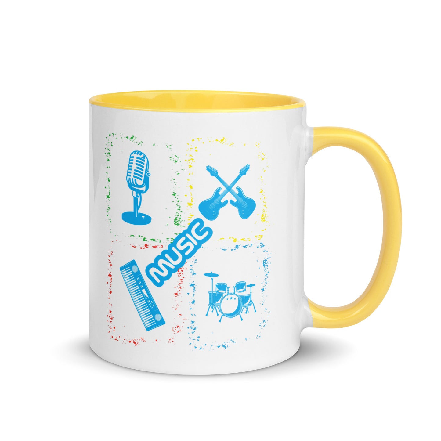 Musical Instruments Colorful Microphone Keyboard Drums Guitar Color Mug