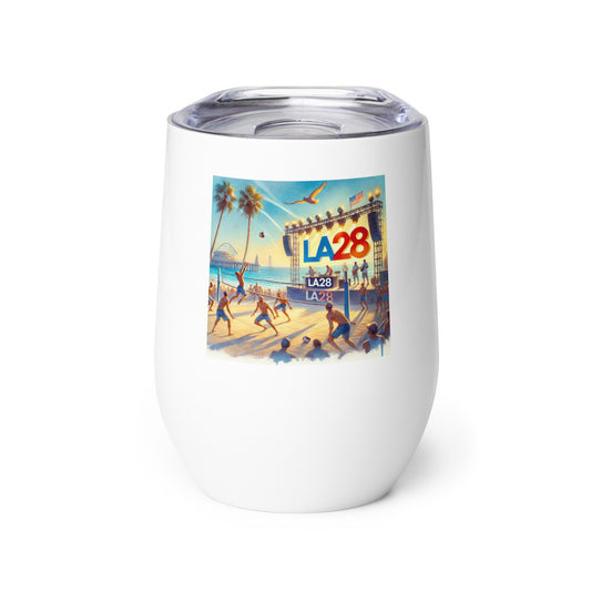 LA28 Beach Volleyball and Band Watercolor Painting Wine Tumbler