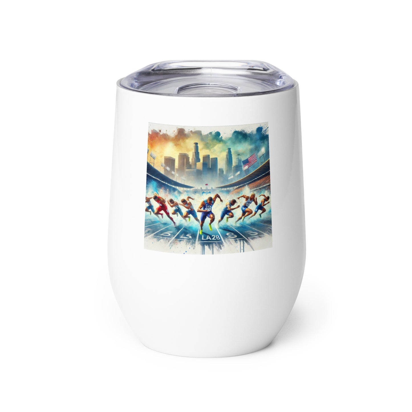 LA28 Olympic Sprint Finish - Mixed Men & Women Athletes Wine Tumbler