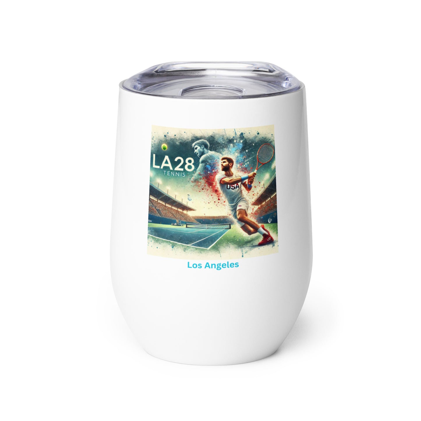 LA28 Tennis Championship Watercolor Print Team USA Wine Tumbler
