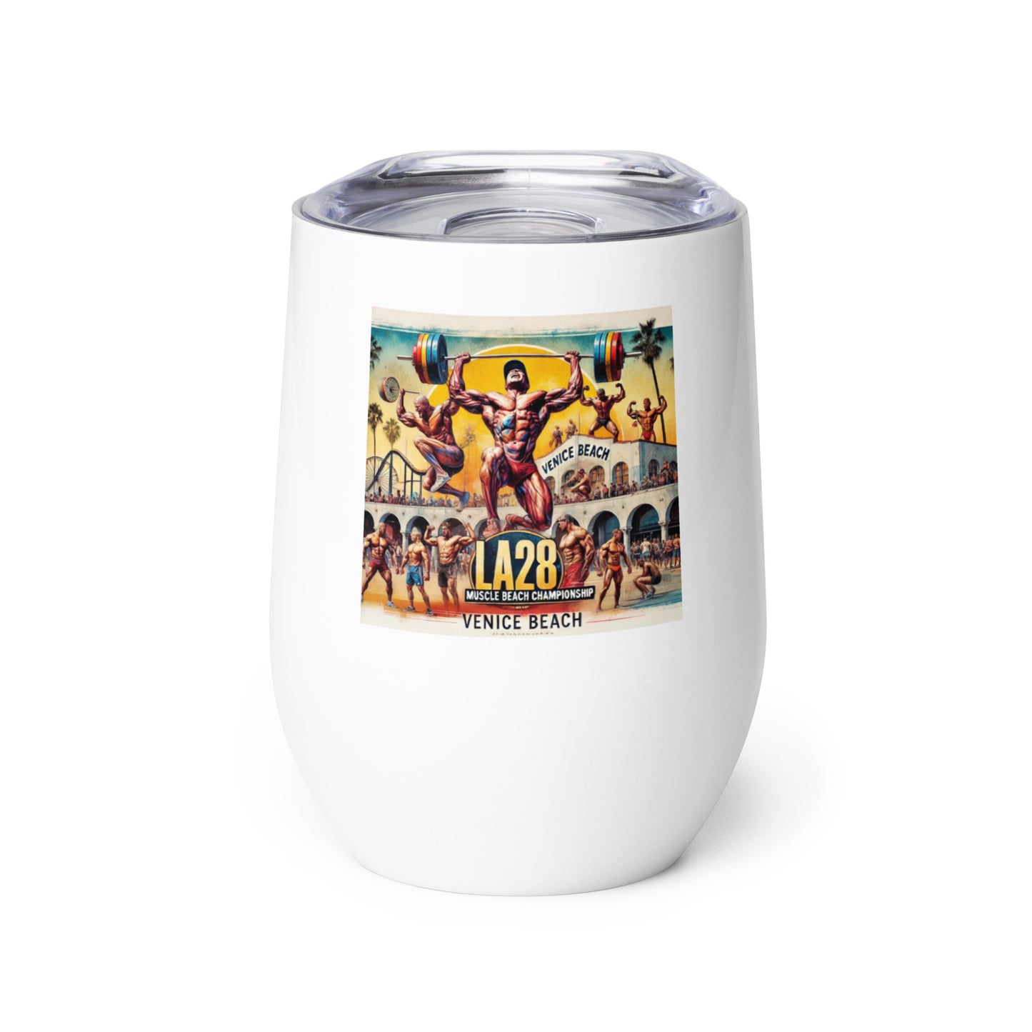 LA28 - Vibrant Muscle Beach Championship - Venice Beach Men's Competition | Southern California Art Wine Tumbler