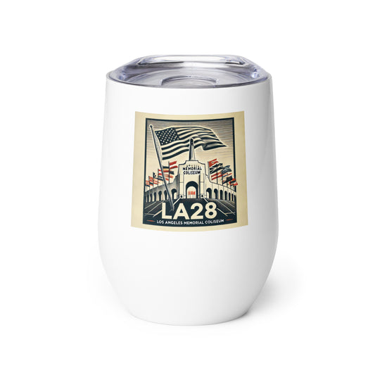 Patriotic LA28 Watercolor lithography-style Wine Tumbler
