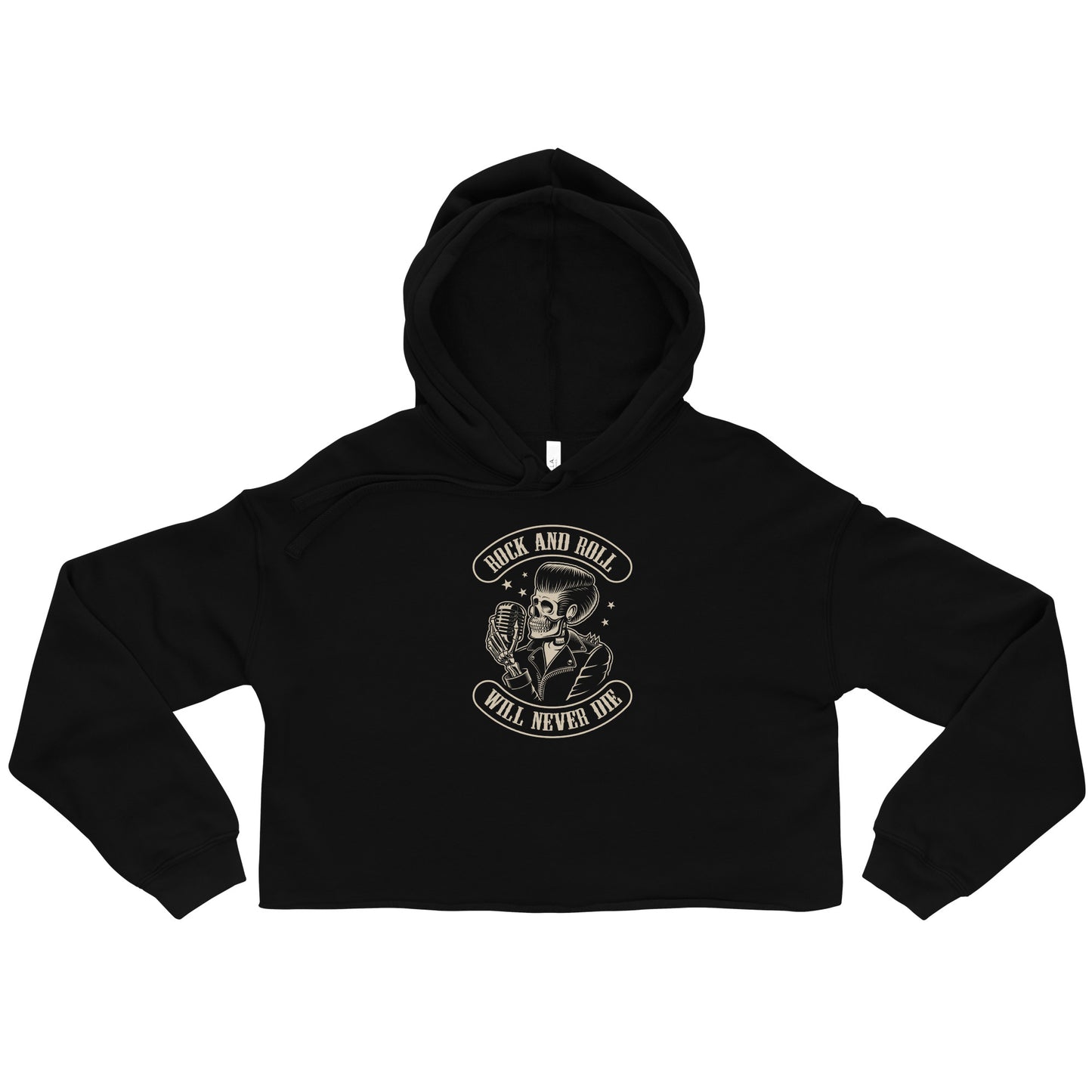 Rock and Roll Will Never Die Crop Hoodie