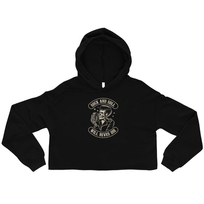 Rock and Roll Will Never Die Crop Hoodie