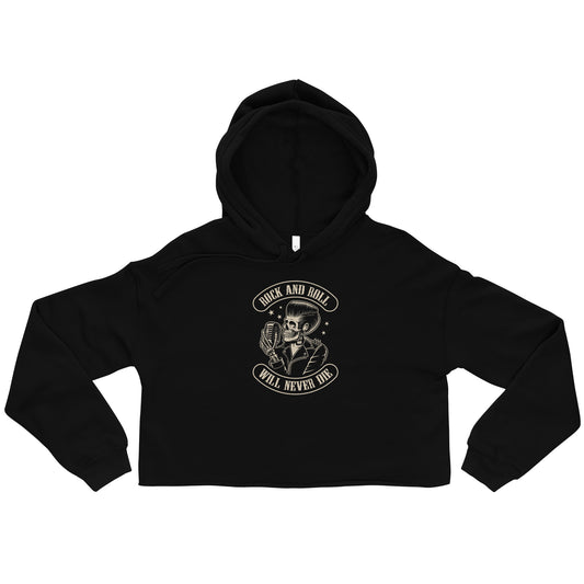 Rock and Roll Will Never Die Crop Hoodie