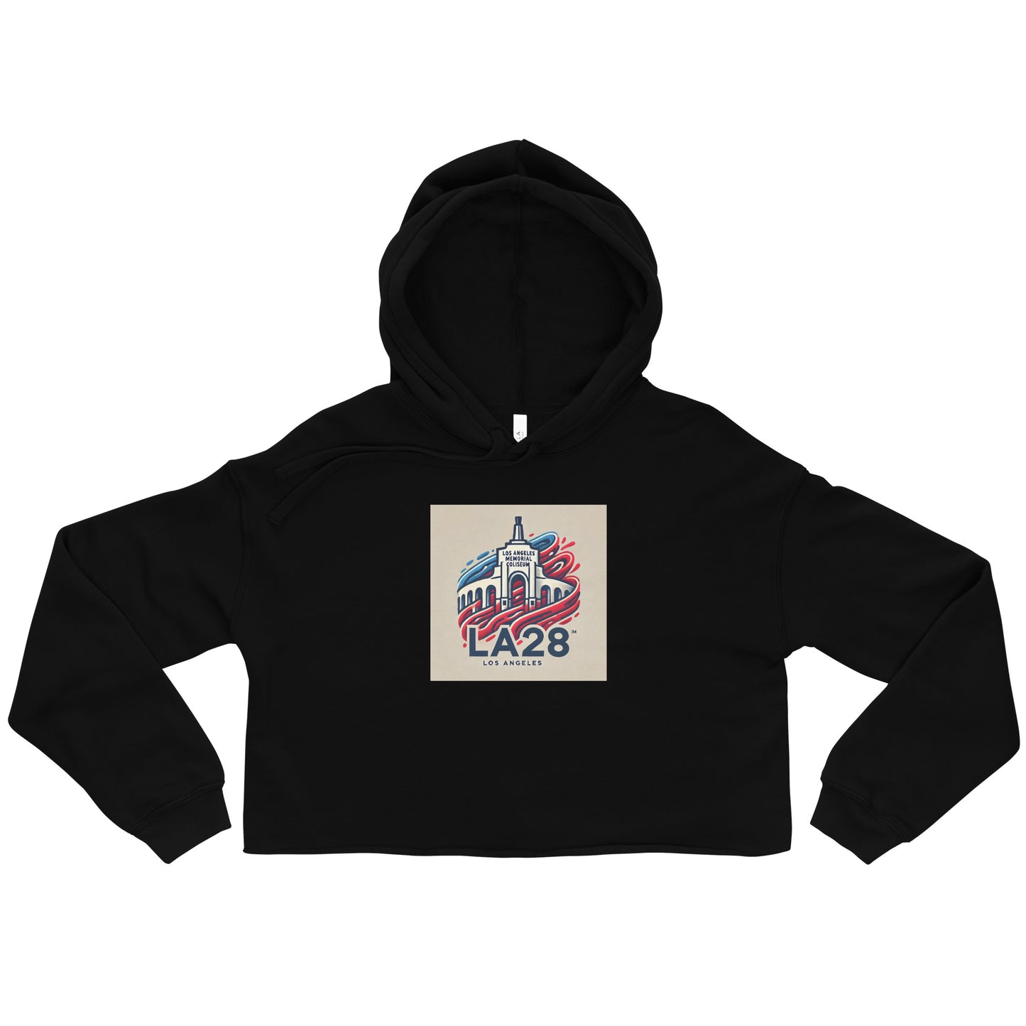 LA28 Logo with Los Angeles Memorial Coliseum Crop Hoodie