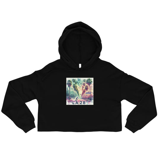 LA28 Archery Competition Watercolor Print Team USA Crop Hoodie