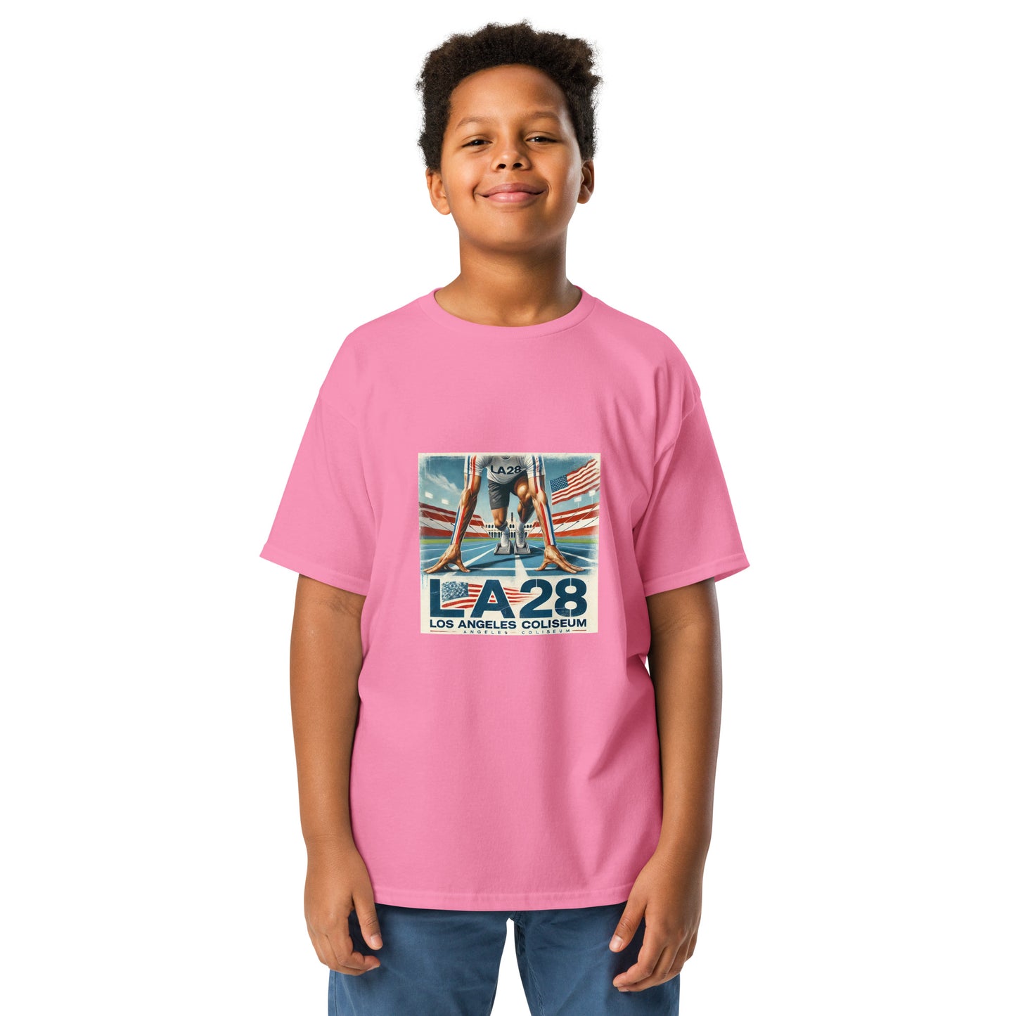 Surrealistic LA28 Track Start Watercolor Art Youth T-shirt
