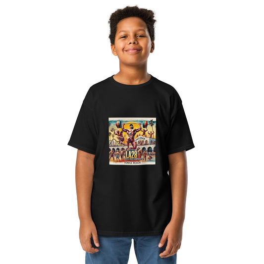 LA28 - Vibrant Muscle Beach Championship - Venice Beach Men's Competition | Southern California Art Youth T-shirt