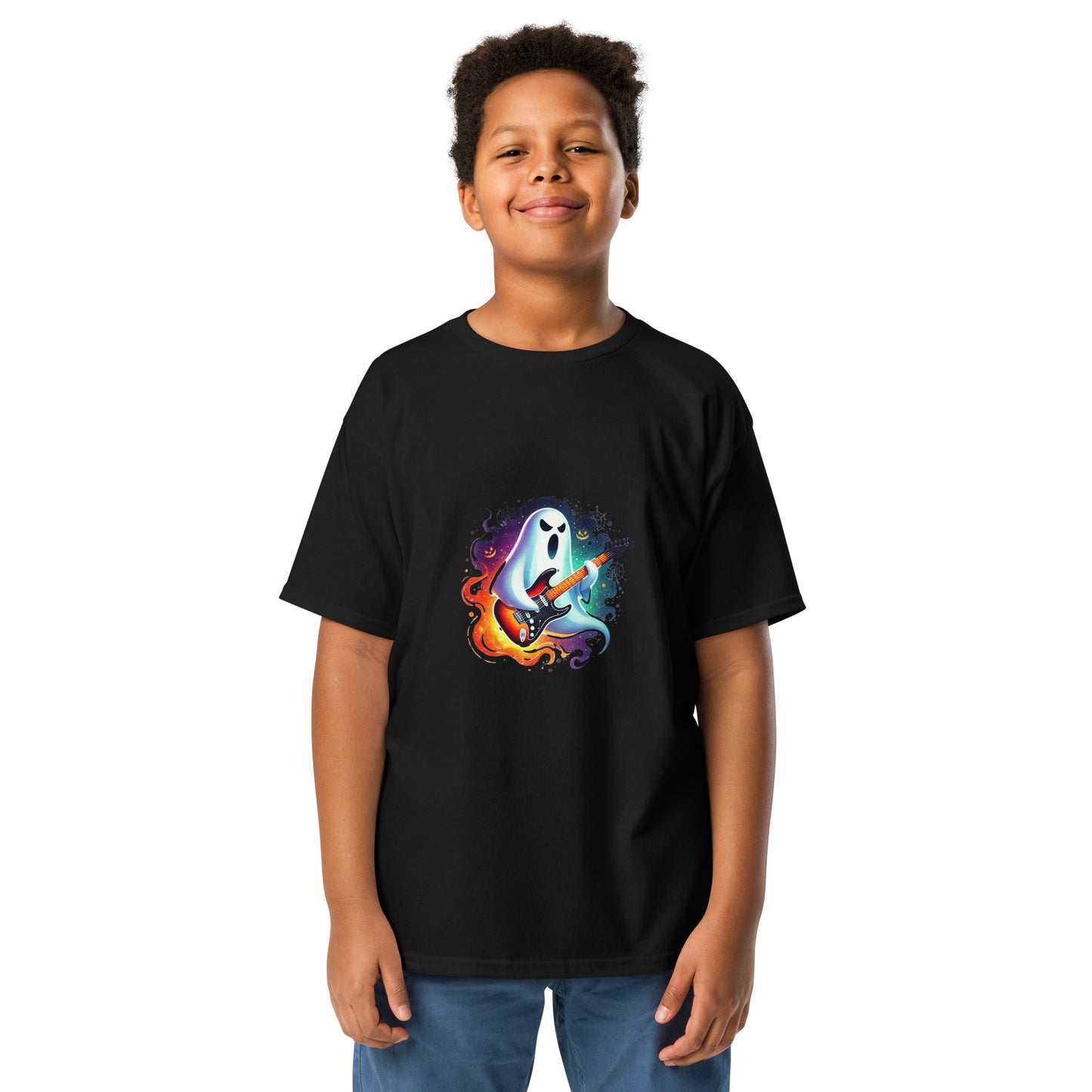Halloween Ghost Shredding Guitar Youth T-shirt