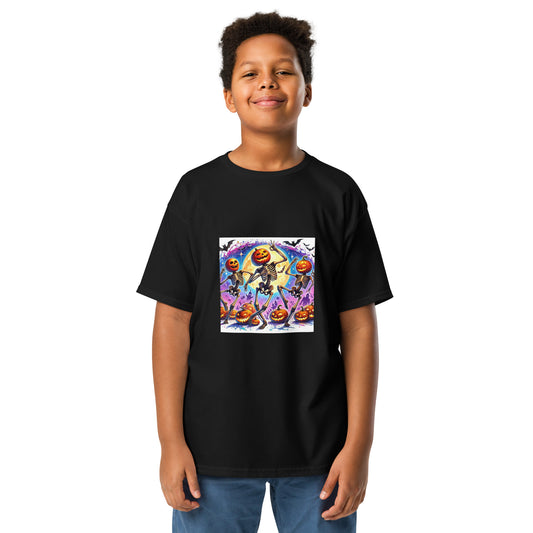 Skeleton Pumpkin Heads Youth T-shirt