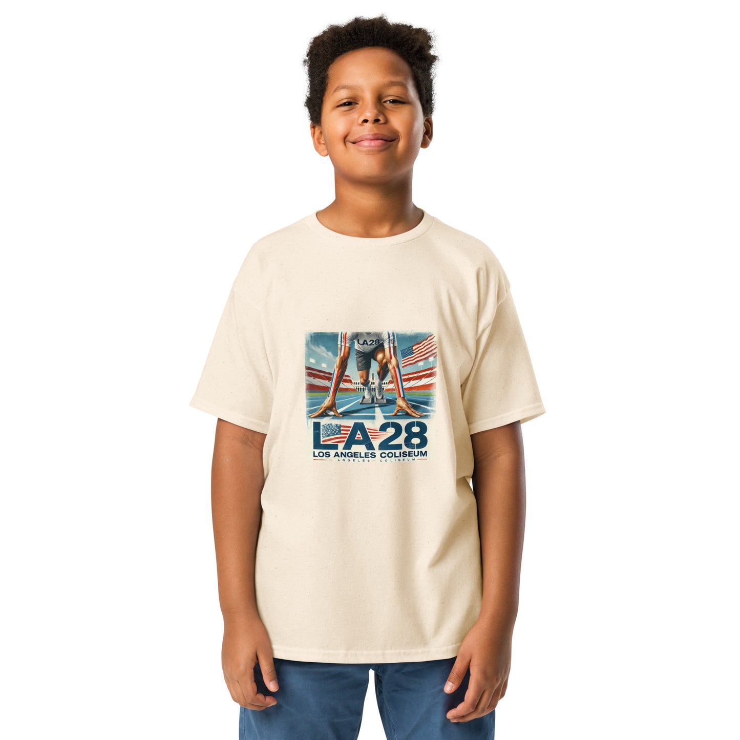 Surrealistic LA28 Track Start Watercolor Art Youth T-shirt
