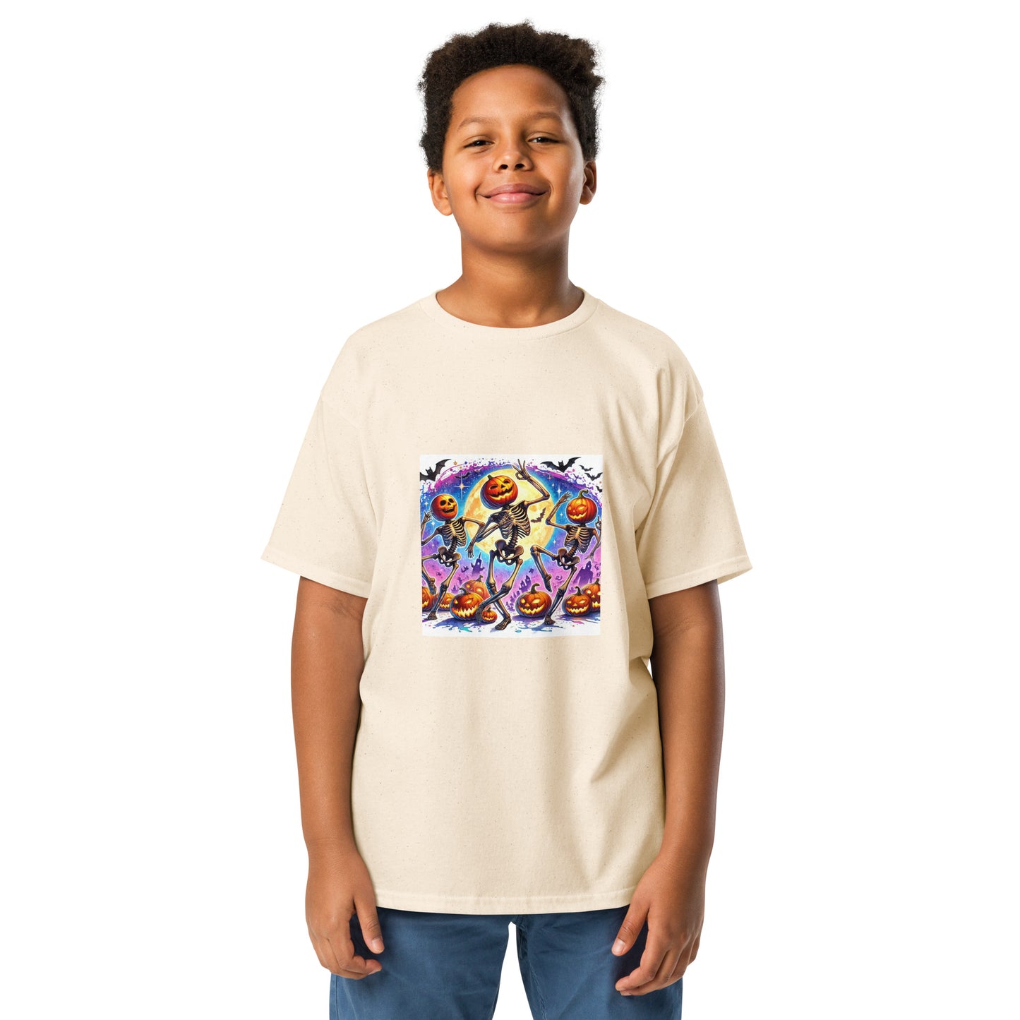 Skeleton Pumpkin Heads Youth T-shirt