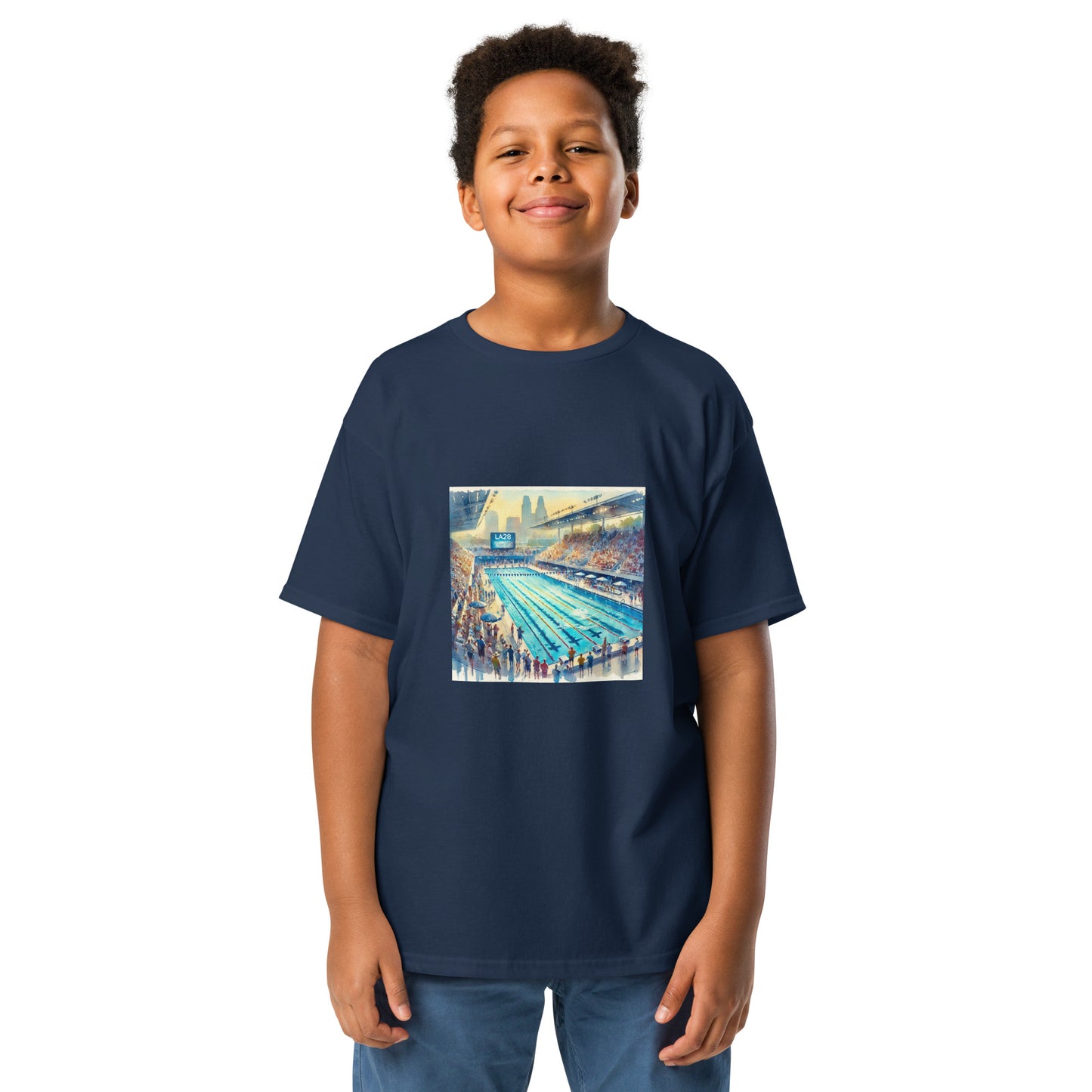 LA28 Swimming Event Watercolor Art Print Youth T-shirt