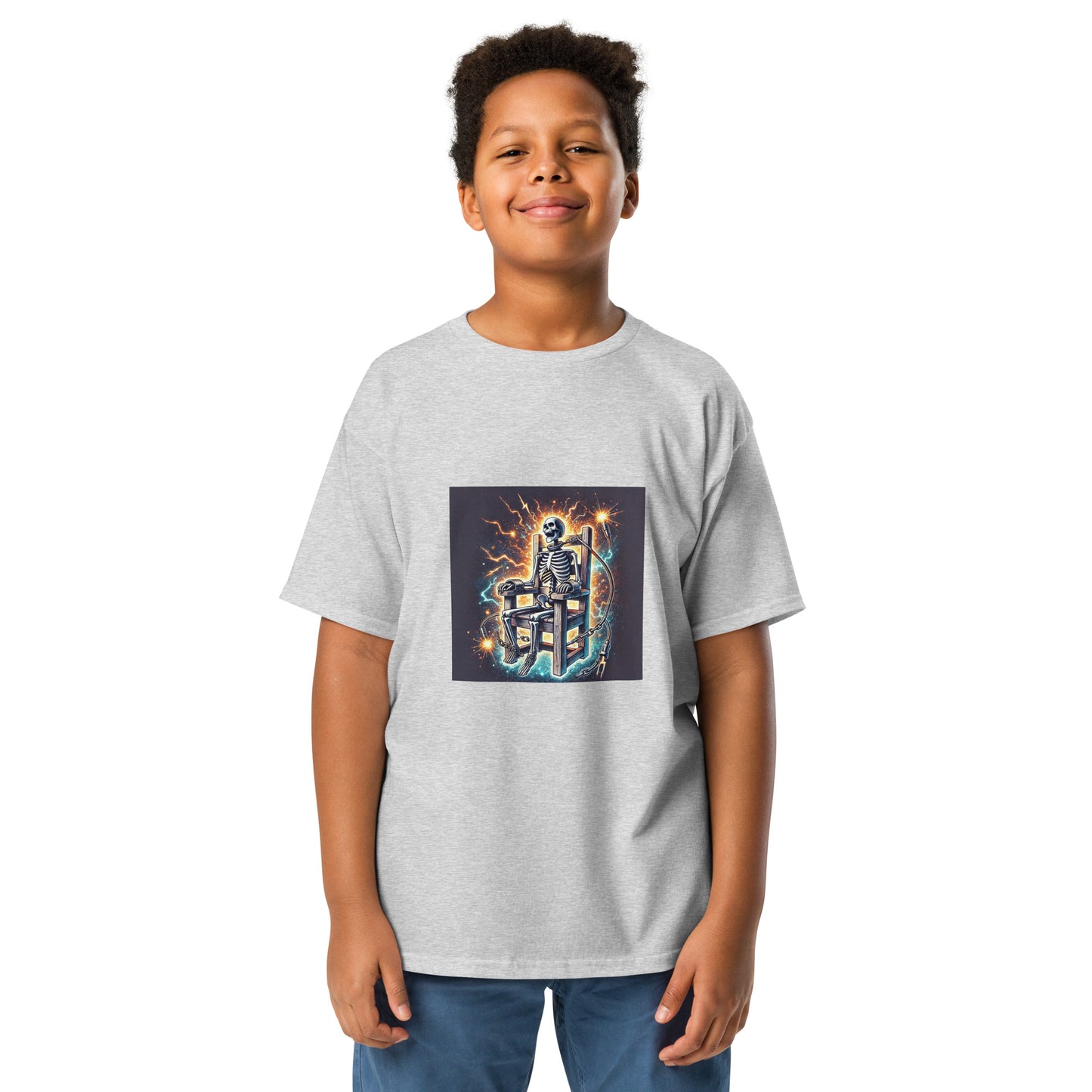 Halloween Skeleton Electric Chair Youth T-shirt